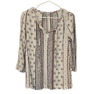 Sonoma Women’s Floral Striped Tunic Blouse in White Size Small